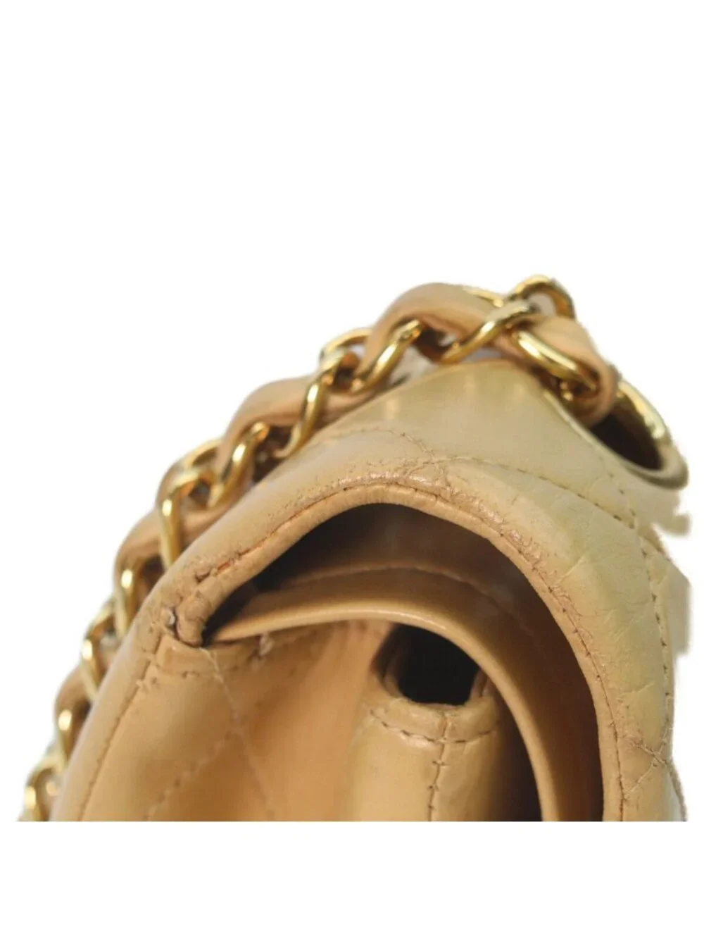 Chanel Beige Lamb Gold Quilted 25 Shoulder Bag
